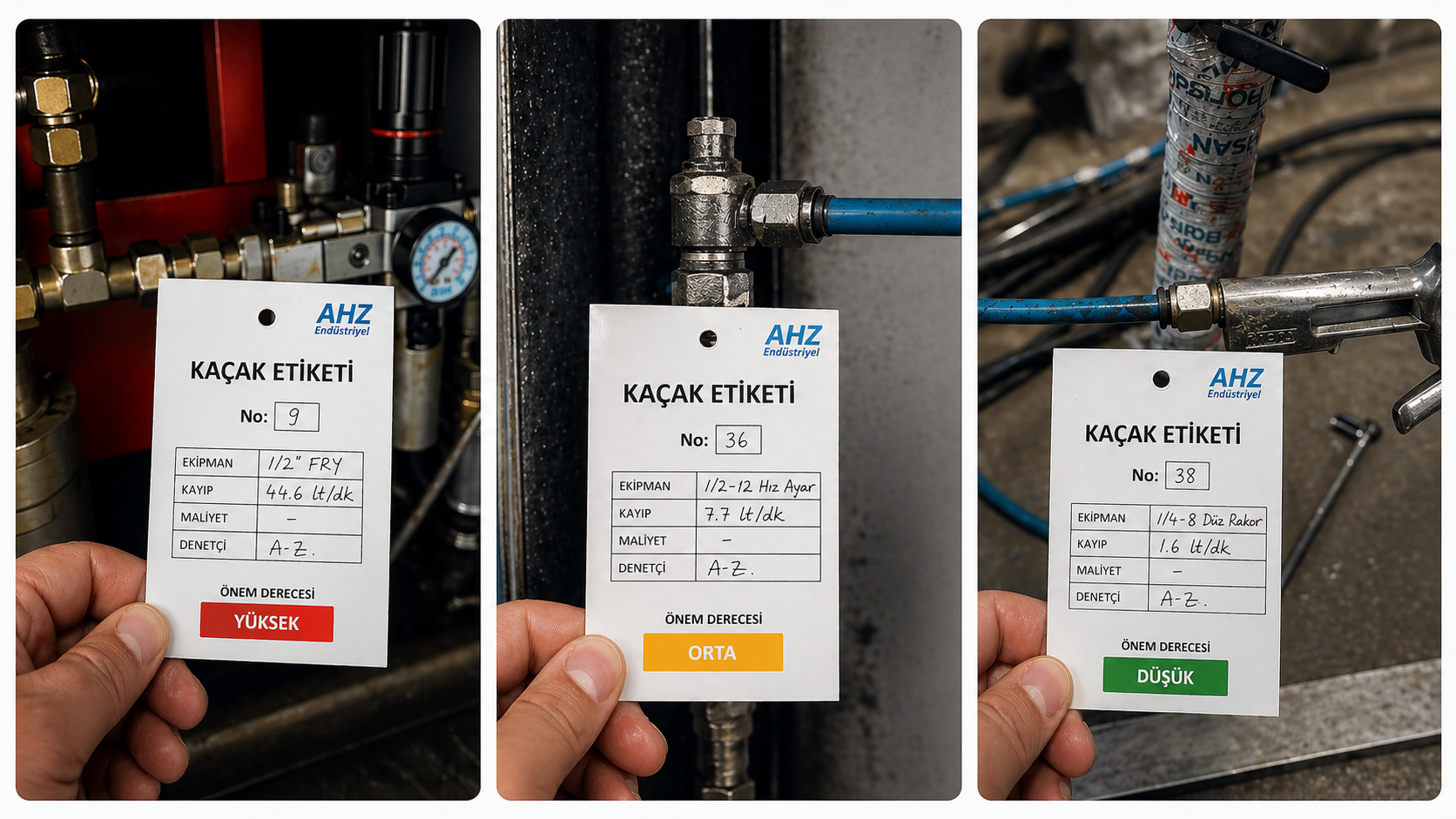 AHZ kaçak etiketleri: yüksek, orta ve düşük önem derecesi