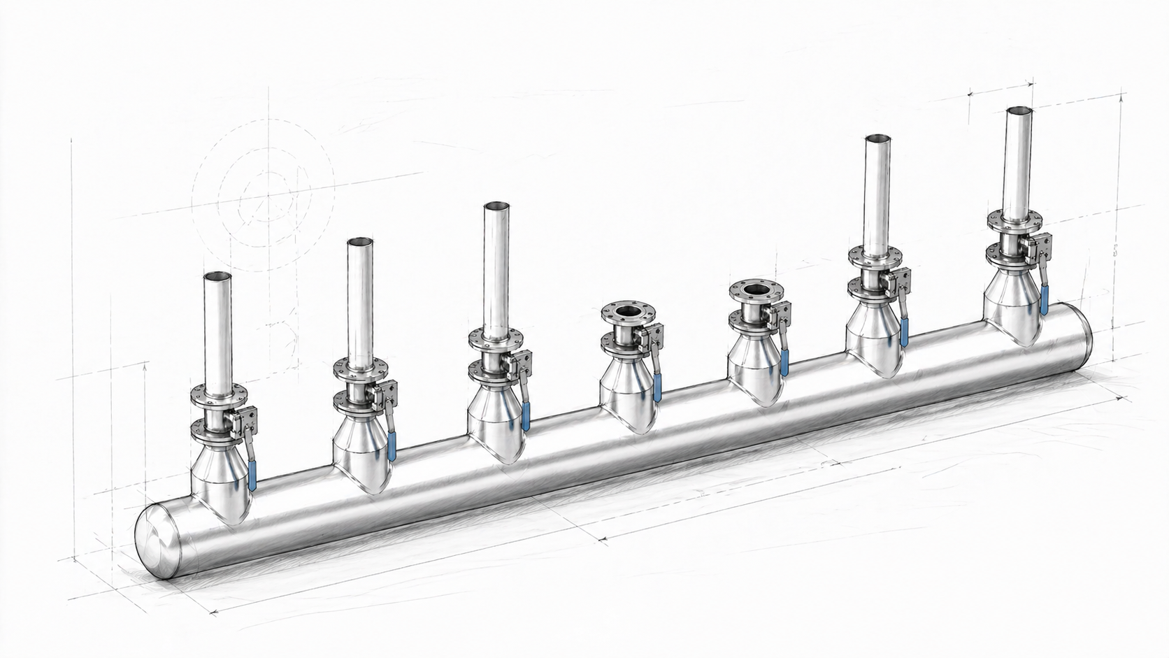 Paslanmaz çelik basınçlı hava kollektörü ve branşman tasarımı